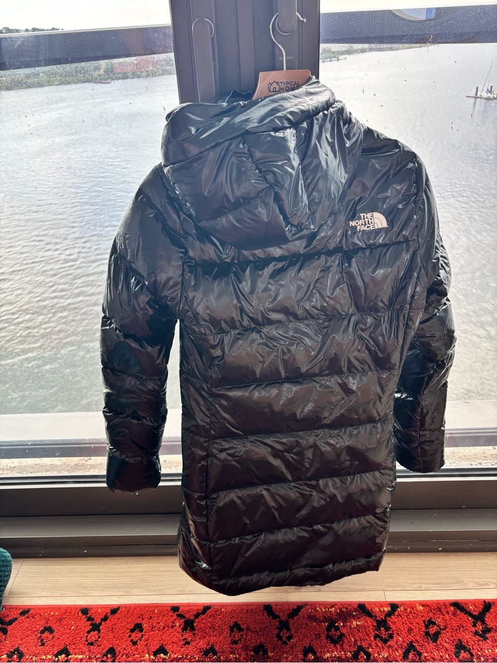 The North Face Shiny Black Quilted Down Parka with Hood
